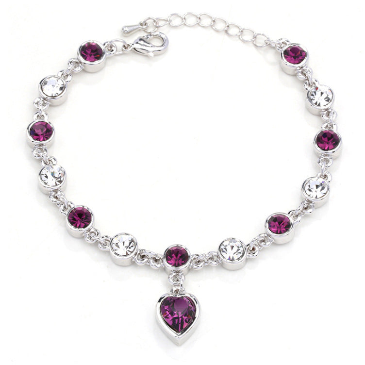 Alloy Peach Heart Love Crystal Bracelet