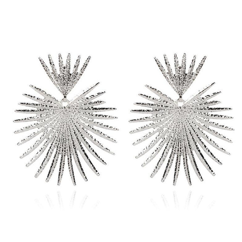 Geometric Metal Fan-Shaped Exaggerated Earrings