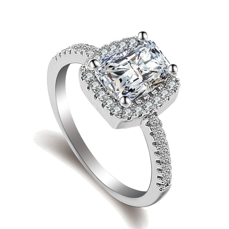 Love Simulation Diamond Heart Shaped Female Ring