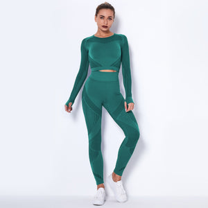 Seamless Knitted Absorbent Yoga Long-Sleeved Suit Yoga Wear