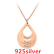 Personalized Family Necklaces Customized Engraved 3 Names Water Drop Pendant is