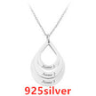 Personalized Family Necklaces Customized Engraved 3 Names Water Drop Pendant is
