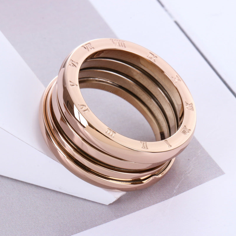 Factory Direct Sale Classic Spring Titanium Steel Rose Gold Ring Rose Gold Couple Ring Pair Ring For Men And Women