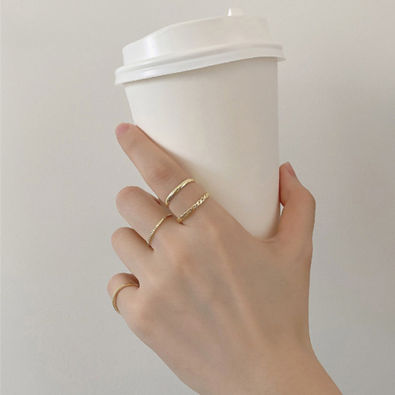 Fashion Personality Ring Female Ins Tide Cold Wind Niche Joint Ring 8-Piece Set Combination Simple Plain Ring Ring