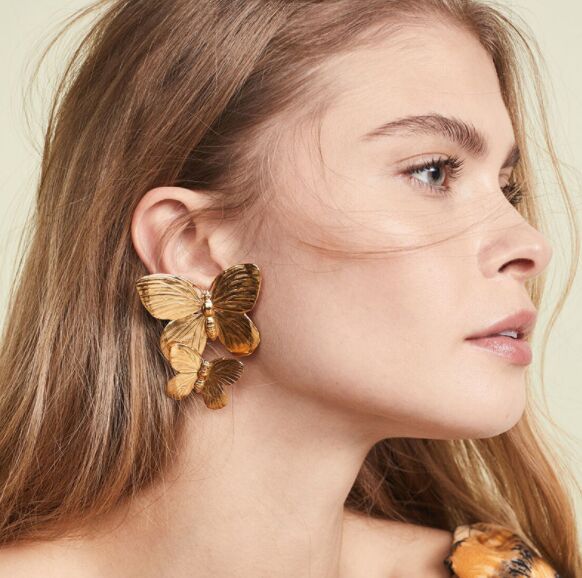 Retro Ancient Ways Aureate Exaggerated Size Butterfly Ear Nail Ear Act The Role Ofing Female