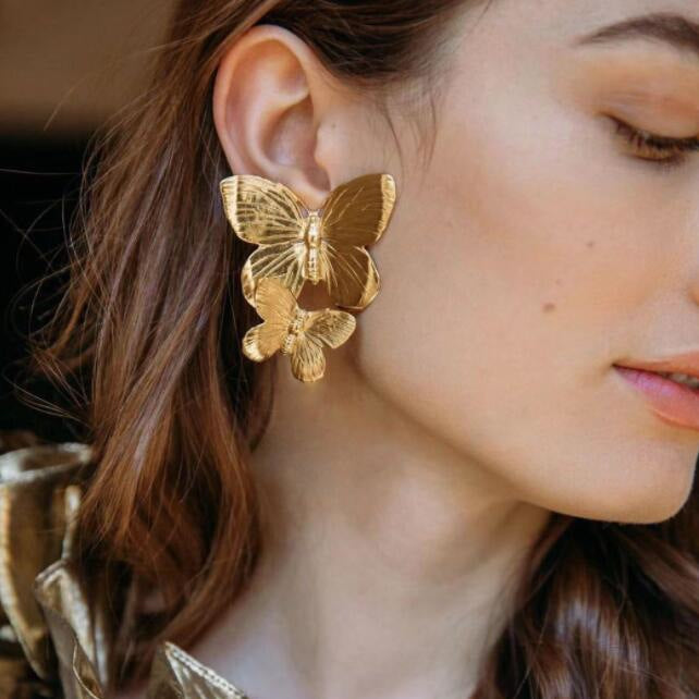 Retro Ancient Ways Aureate Exaggerated Size Butterfly Ear Nail Ear Act The Role Ofing Female