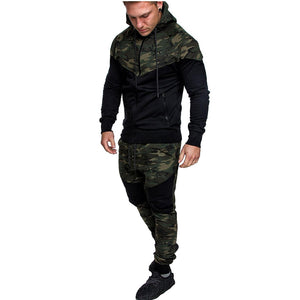 Classic Camouflage Patchwork Men's Casual Slim Sports Suit