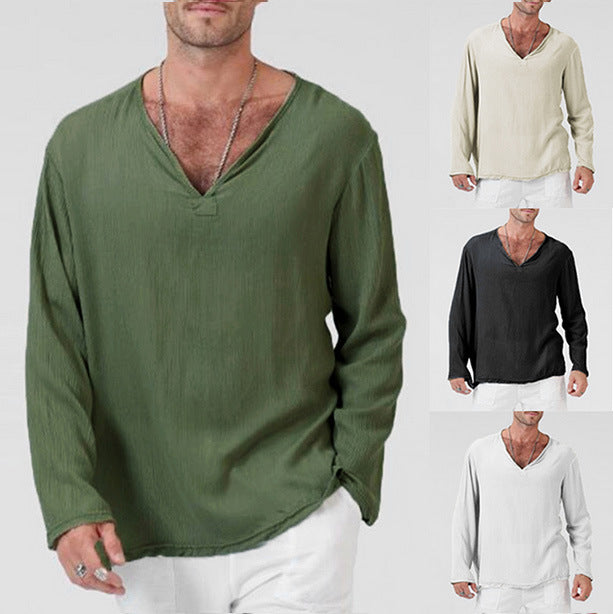 New Cotton And Linen Ethnic Style Men's T-shirt Men