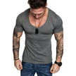 Men's Fashion Casual Sports Solid Color Plus Size V-Neck T-Shirt