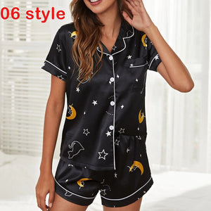 V-Neck Stretch Lingerie Female Sleepwear Casual Shorts Set Loungewear Women