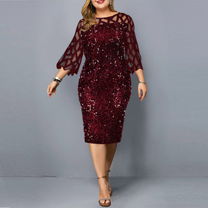 Party Dresses Sequin Plus Size Women's  Night Club Dress