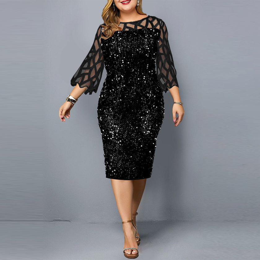 Party Dresses Sequin Plus Size Women's  Night Club Dress