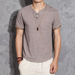 short sleeves Thin section linen casual large size short sleeve men's cotton and linen T-shirt