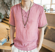 short sleeves Thin section linen casual large size short sleeve men's cotton and linen T-shirt