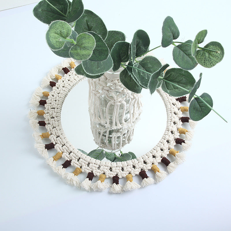 Mirror Handmade Tapestry Makeup Mirror Bedside Decoration Wall Hanging
