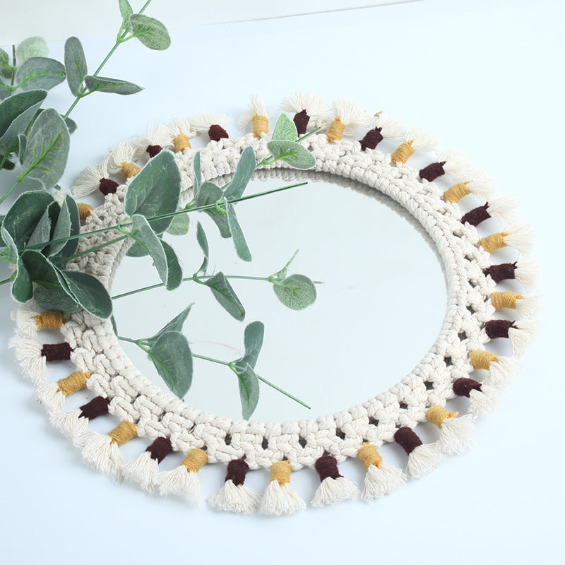 Mirror Handmade Tapestry Makeup Mirror Bedside Decoration Wall Hanging