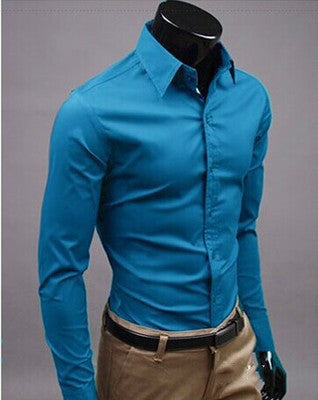 Business Shirt Fashion Candy Color Men's Casual Long-Sleeved Shirt