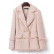 Tweed Suit Female Light Mature Retro Short Lapel Top, Lady's Small Fragrance Jacket