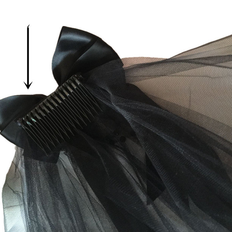 Retro Lace Double Layer Comb Black Veil Hair Accessories