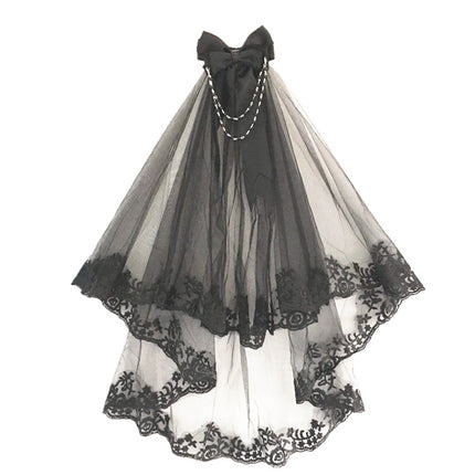 Retro Lace Double Layer Comb Black Veil Hair Accessories