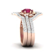 Hecheng Wish New European And American Fashion Ladies Ring Rose Gold Ruby Flower With Diamond Ring