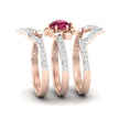 Hecheng Wish New European And American Fashion Ladies Ring Rose Gold Ruby Flower With Diamond Ring