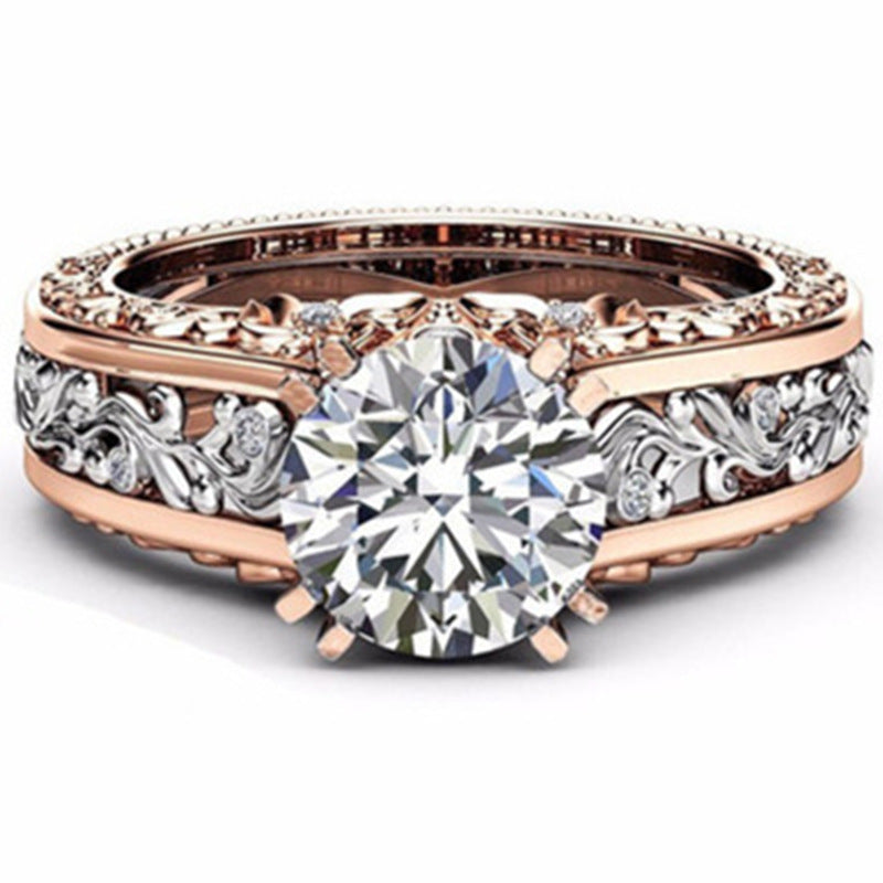 Ring Rose Gold-plated Color Separation Ring Champagne Gemstone Diamond Ring Bracelet Amazon Hot Models