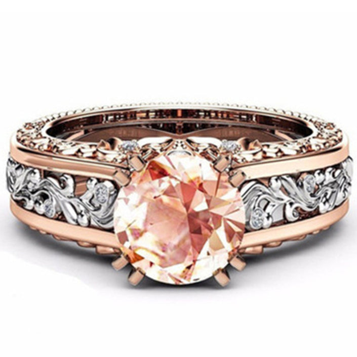 Ring Rose Gold-plated Color Separation Ring Champagne Gemstone Diamond Ring Bracelet Amazon Hot Models