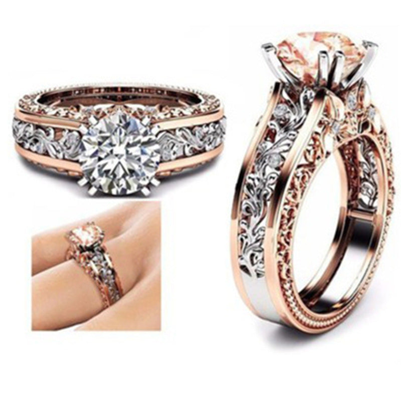 Ring Rose Gold-plated Color Separation Ring Champagne Gemstone Diamond Ring Bracelet Amazon Hot Models