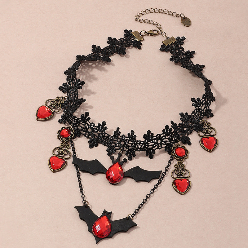 Alpscommerce  Necklace Lace Choker Necklace For Women Nightmare Before Christmas Black Layered Necklace