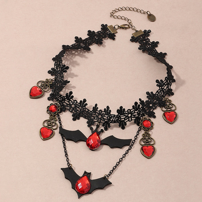 Alpscommerce  Necklace Lace Choker Necklace For Women Nightmare Before Christmas Black Layered Necklace