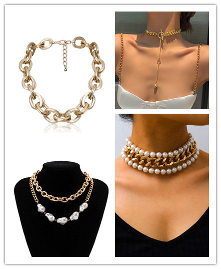 Exaggerated Baroque Shaped Imitation Pearl Necklace Personality Tassel is