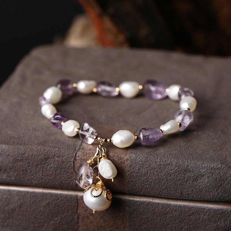 Original Natural Freshwater Pearl Shaped Amethyst Bracelet