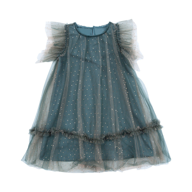 Western Style Girl Princess Dress Net Celebrity Big Kids Net Gauze Dress