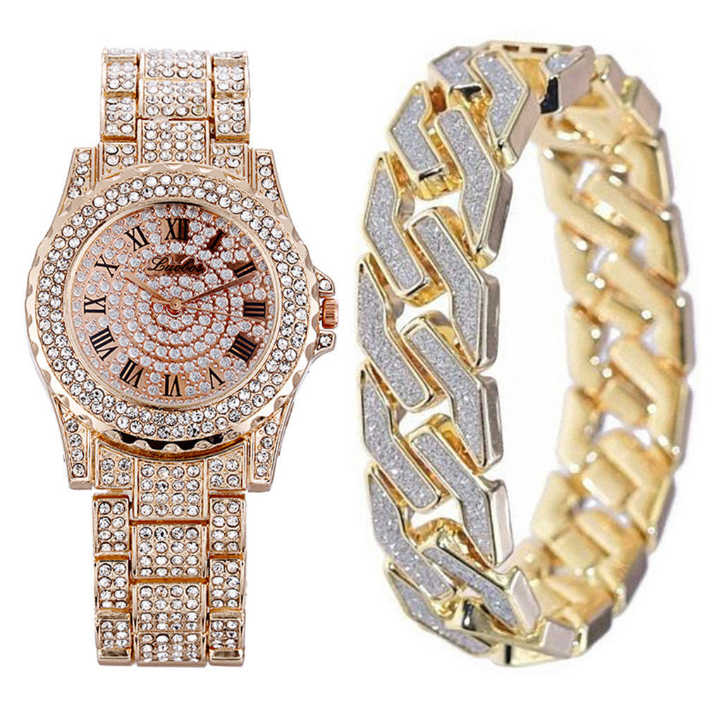 Men's Fashion Luxury Steel Band Quartz Watch Bracelet Set