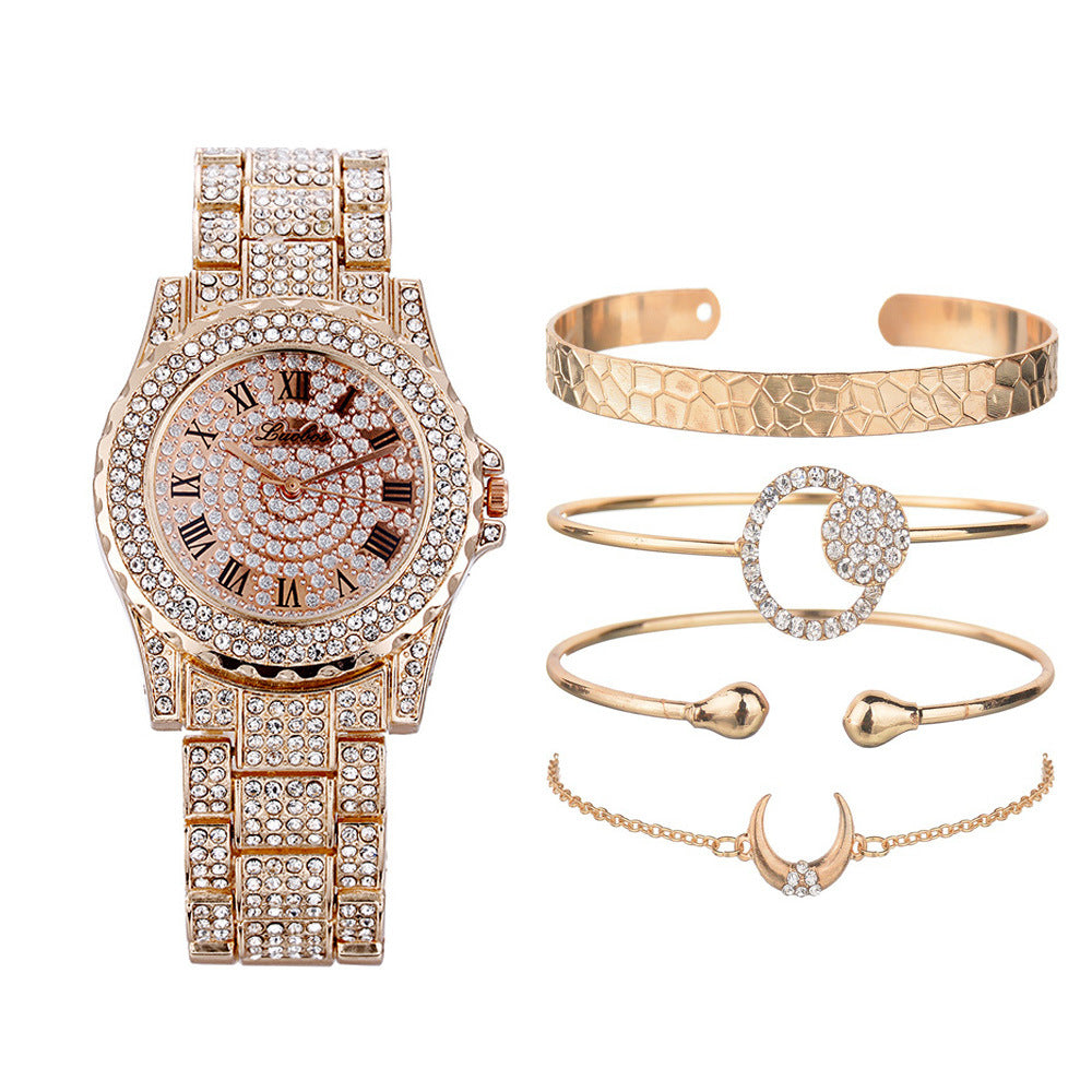 Men's Fashion Luxury Steel Band Quartz Watch Bracelet Set