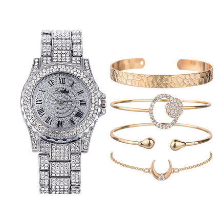 Men's Fashion Luxury Steel Band Quartz Watch Bracelet Set