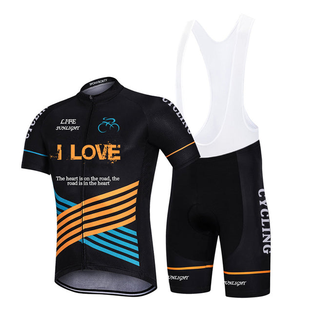 Short-sleeved Bib Cycling Clothes Suit Bicycle Men And Women Moisture Wicking Outdoor Clothes