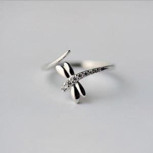 Silver Ring Dragonfly Ring Female Forest Sweet Diamond Ring