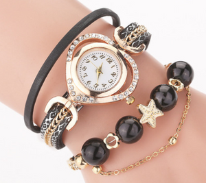 Circle Ladies Pearl Bracelet Watch Fashion Love Diamond Digital Ladies Watch