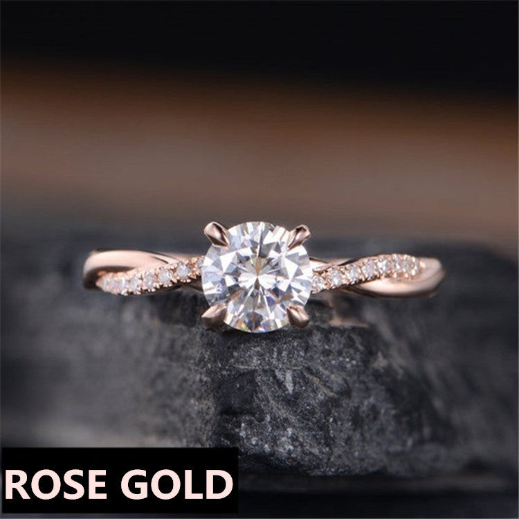 Fashion Twisted Inlaid Zircon Ring With 14k Gold Plated Ring Bracelet