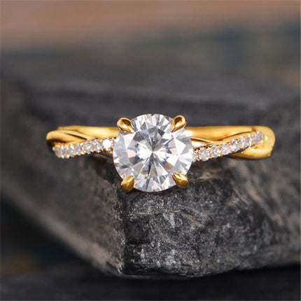 Fashion Twisted Inlaid Zircon Ring With 14k Gold Plated Ring Bracelet