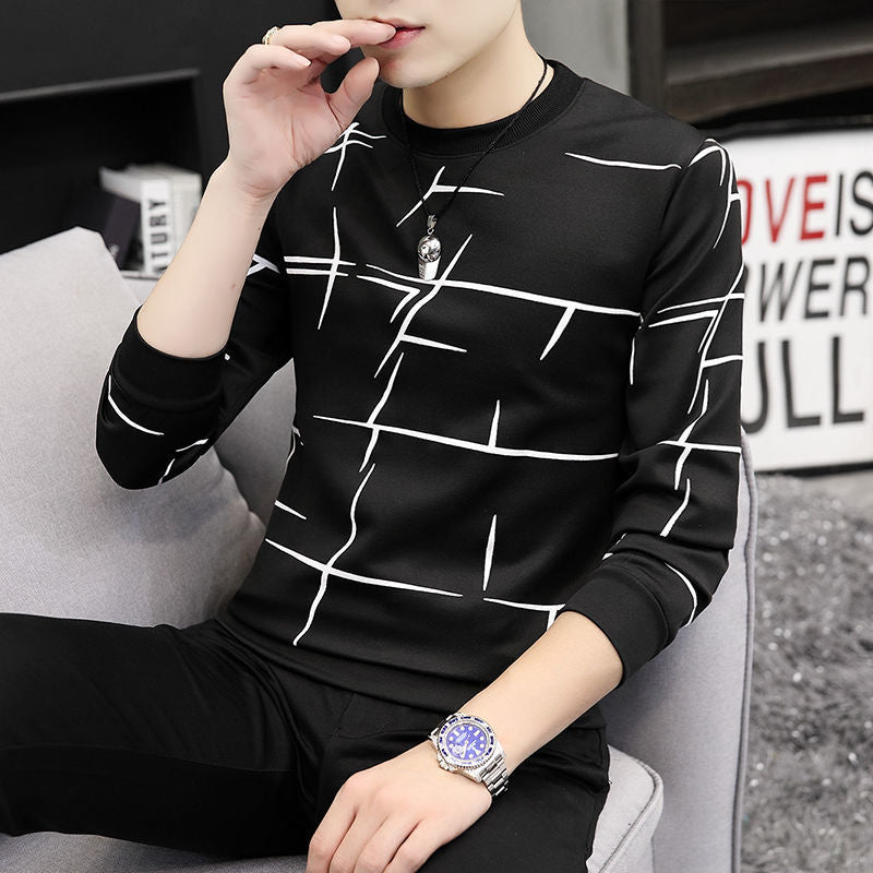 Men's round neck long sleeve T-shirt