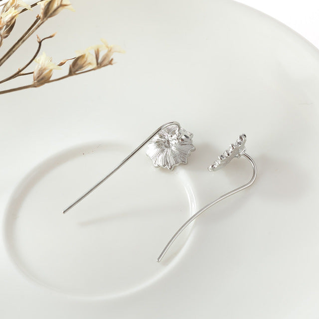 Silver Plated Sun Flower Earrings