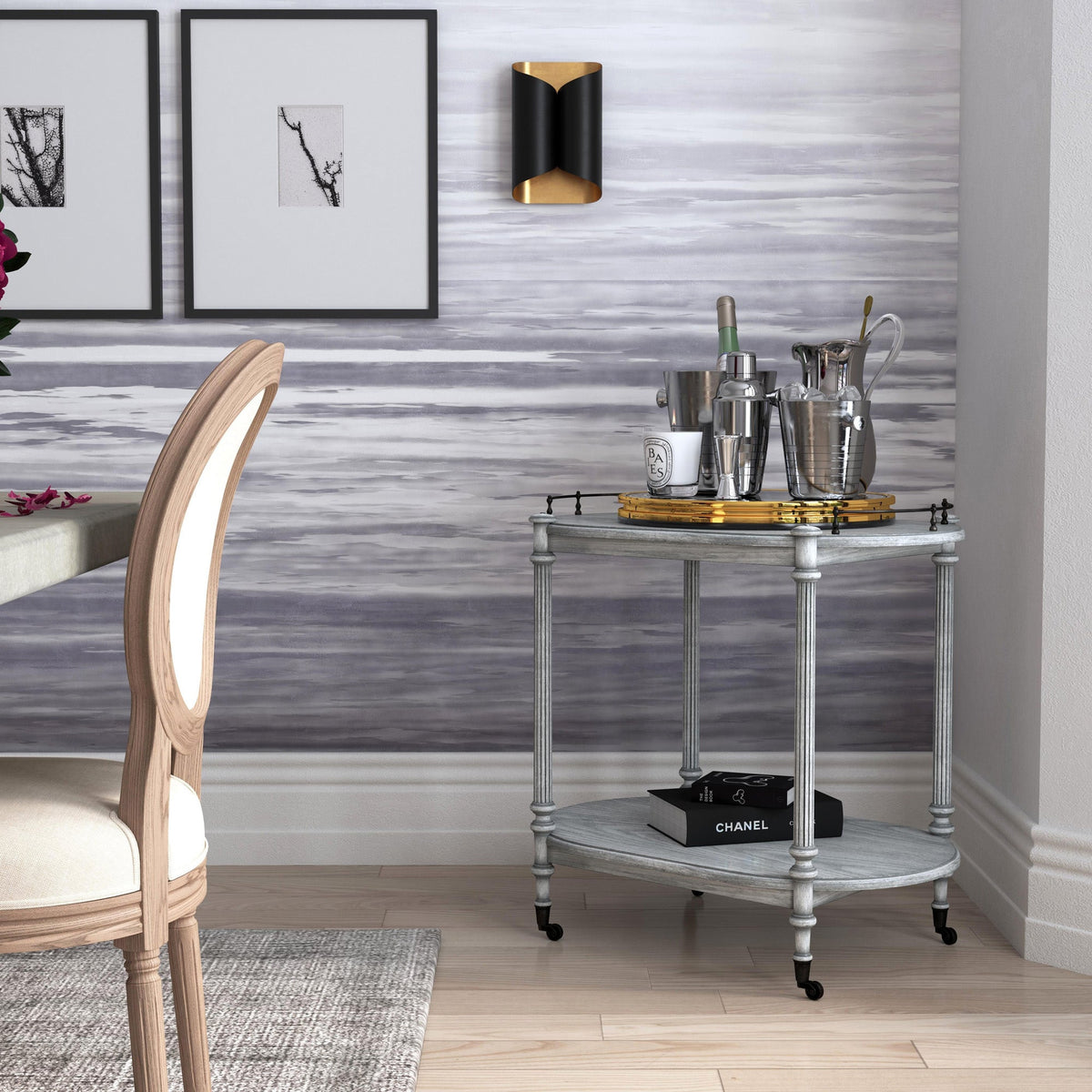 Kathleen 2 Tier Powder Gray Bar Cart - Gray