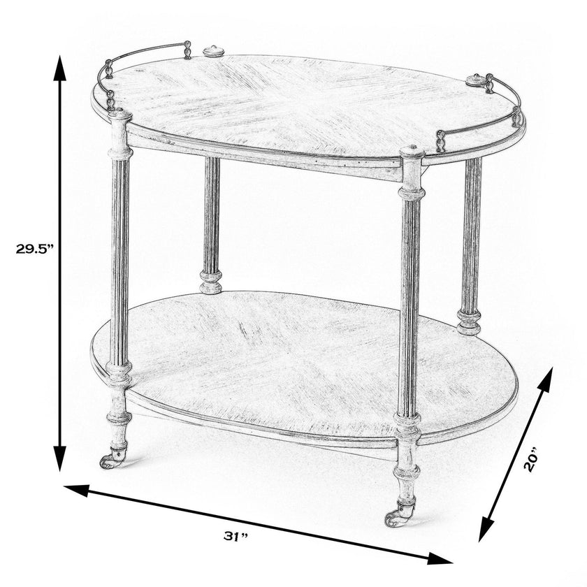 Kathleen 2 Tier Powder Gray Bar Cart - Gray