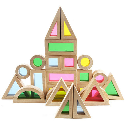 Wooden Rainbow Stacking Blocks Creative Colorful Learning And Educational Construction Building Toys