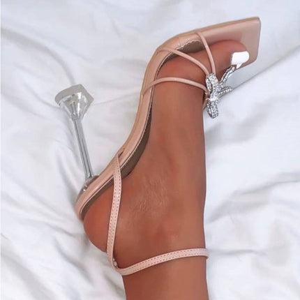 Rhinestone Wineglass High Heel Sandals