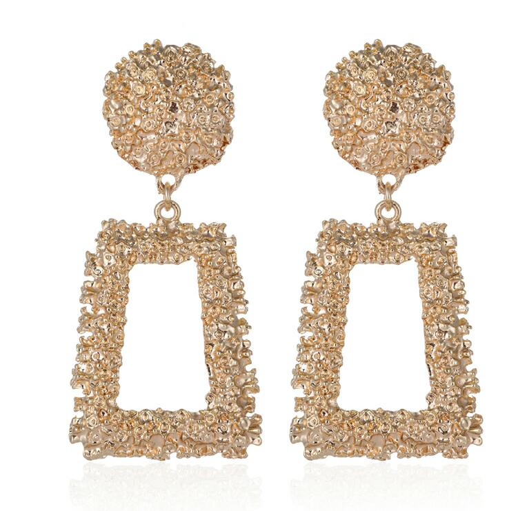 Big Vintage Earrings for Women Gold Silver Black Geometric Statement Earring  Metal Earing Hanging Fashion Jewelry