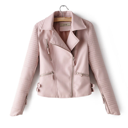 Irregular cuff motorcycle leather jacket